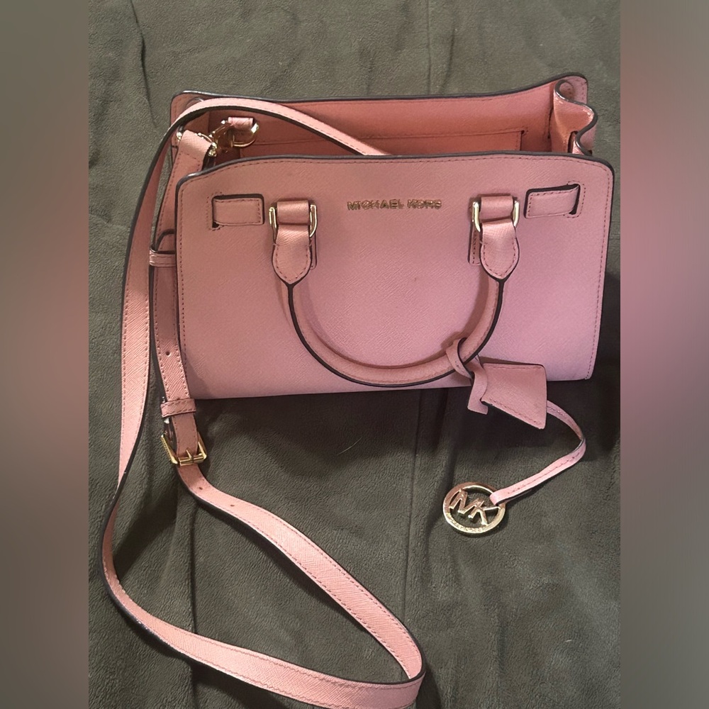 Michael Kors Blush Pink Saffiano Leather Shoulder Bag with MK Charm
